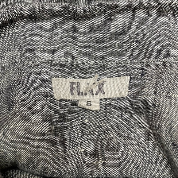 Flax Grey 100% Linen Collared Button Up Shirt Top Blouse Small - Picture 5 of 9